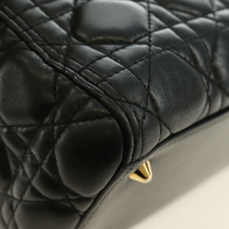 【日本直送】Christian Dior Lady Dior 手提包 羊皮 兩用 黑色 金色 正品 BA13408V-17