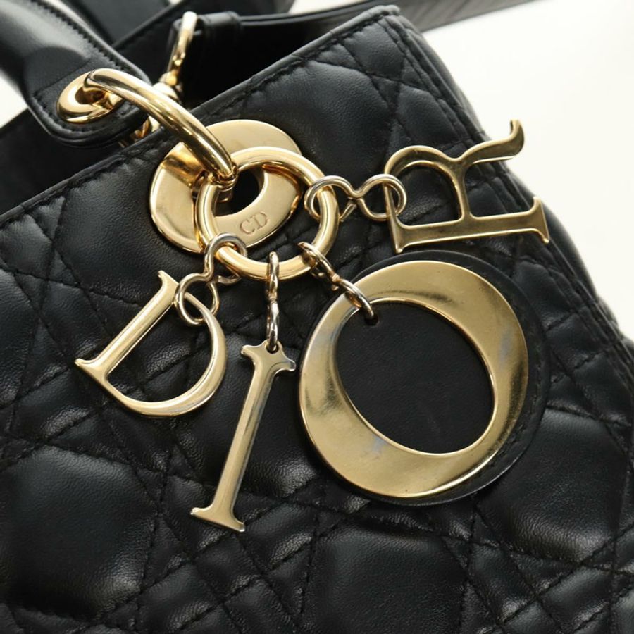 【日本直送】Christian Dior Lady Dior 手提包 羊皮 兩用 黑色 金色 正品 BA13408V-19