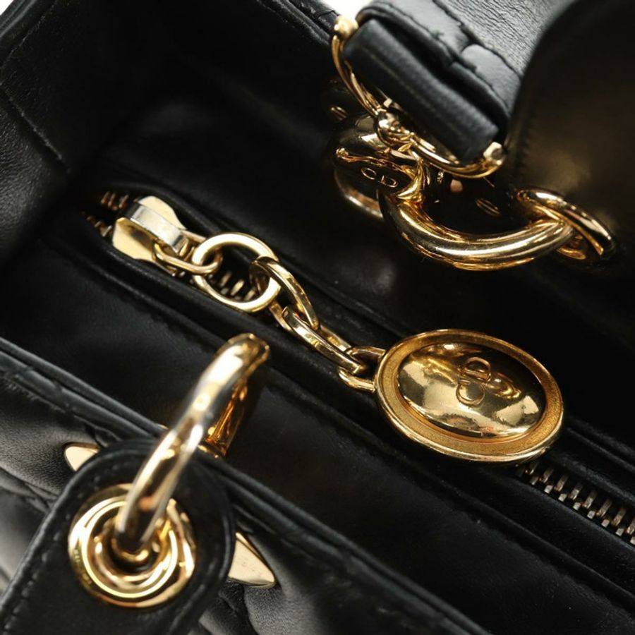 【日本直送】Christian Dior Lady Dior 手提包 羊皮 兩用 黑色 金色 正品 BA13408V-21