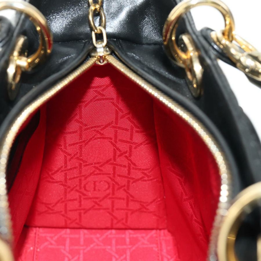 【日本直送】Christian Dior Lady Dior 手提包 羊皮 兩用 黑色 金色 正品 BA13408V-23