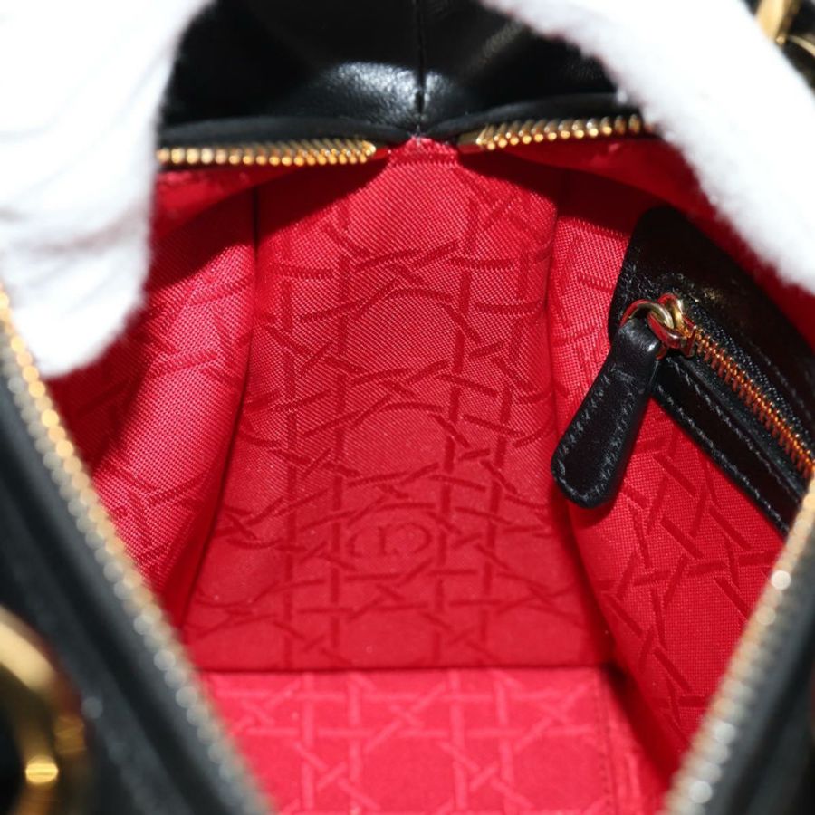 【日本直送】Christian Dior Lady Dior 手提包 羊皮 兩用 黑色 金色 正品 BA13408V-24