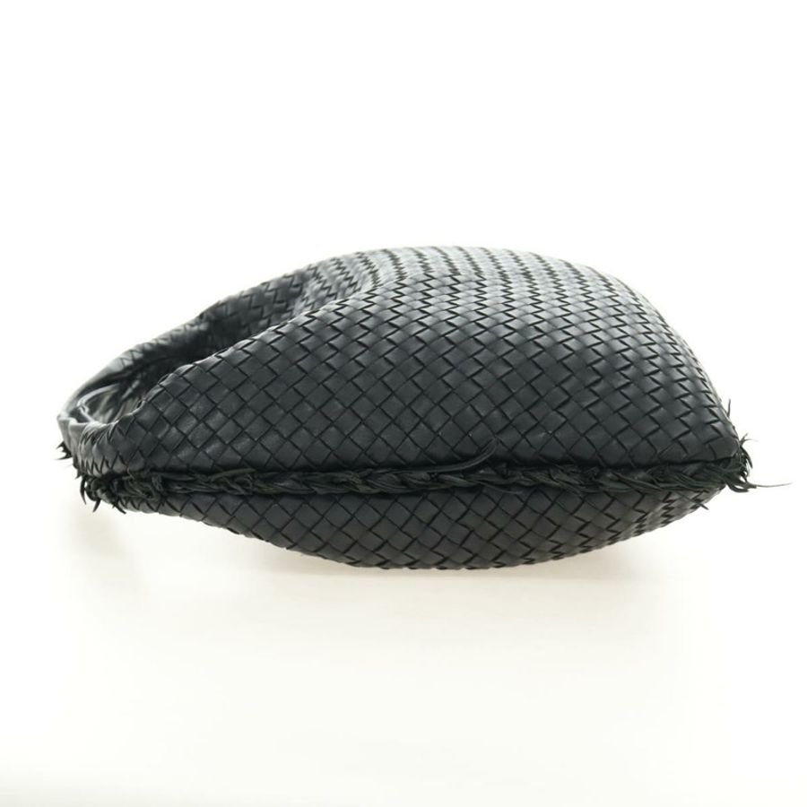 【日本直送】BOTTEGAVENETA INTRECCIATO Hobo Bag 皮革 黑色 金色 115654 Auth 185094SAM-2