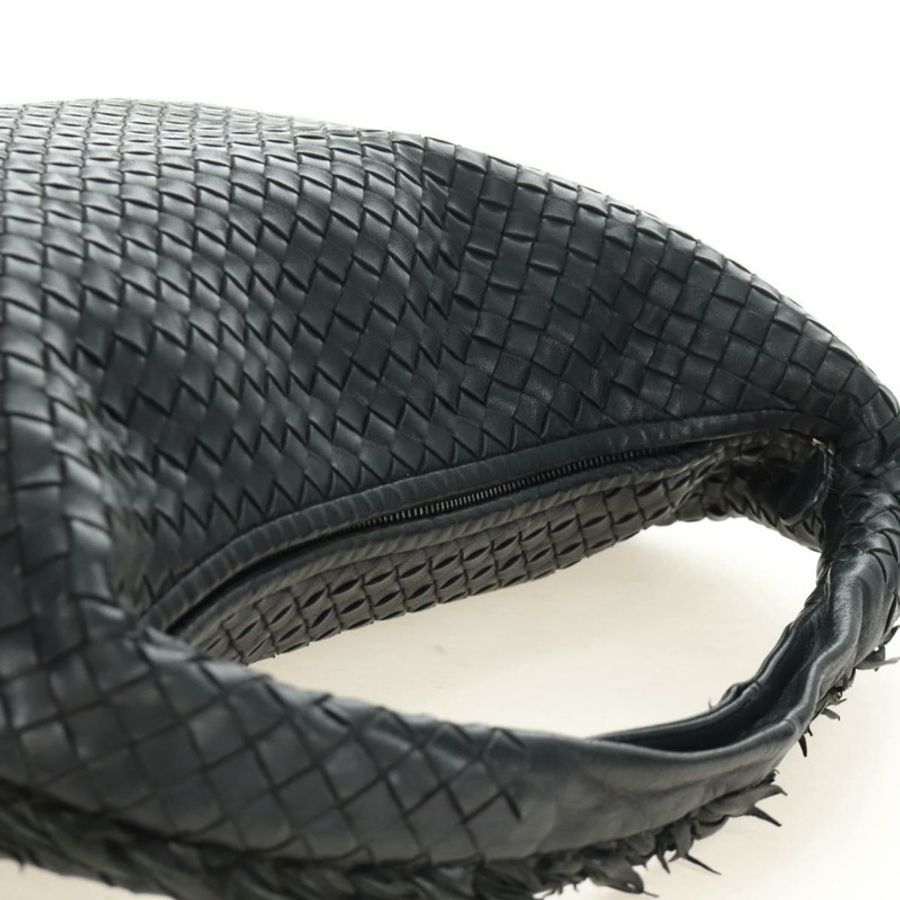 【日本直送】BOTTEGAVENETA INTRECCIATO Hobo Bag 皮革 黑色 金色 115654 Auth 185094SAM-5