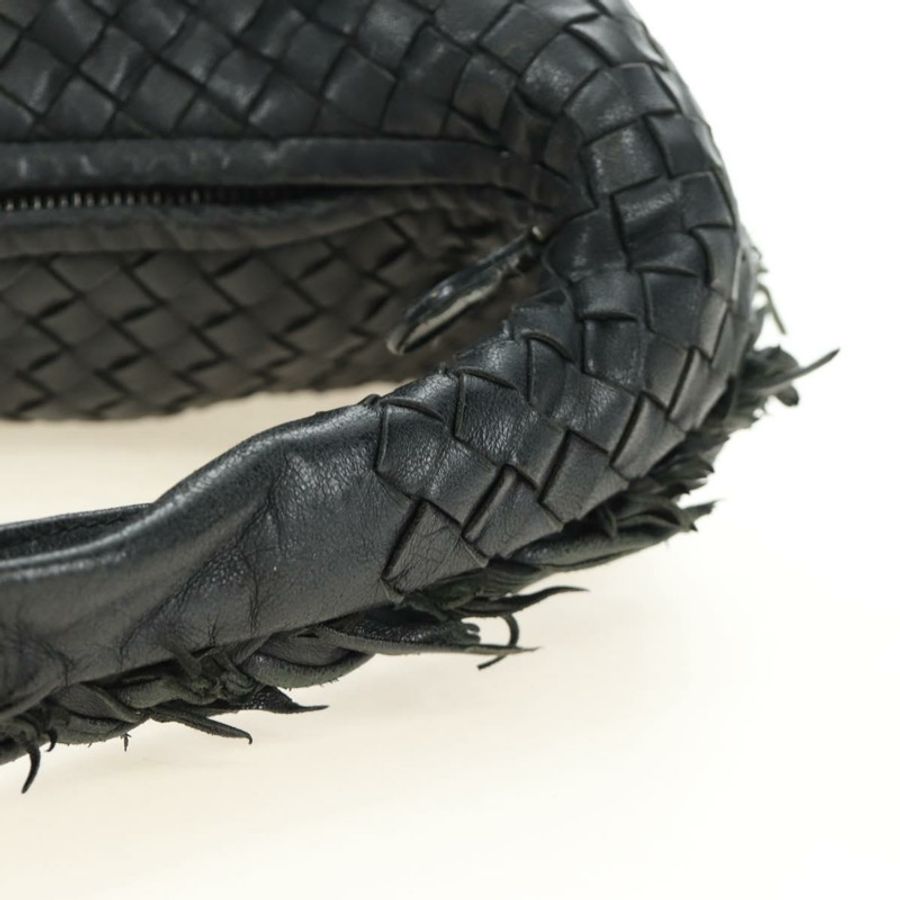 【日本直送】BOTTEGAVENETA INTRECCIATO Hobo Bag 皮革 黑色 金色 115654 Auth 185094SAM-7