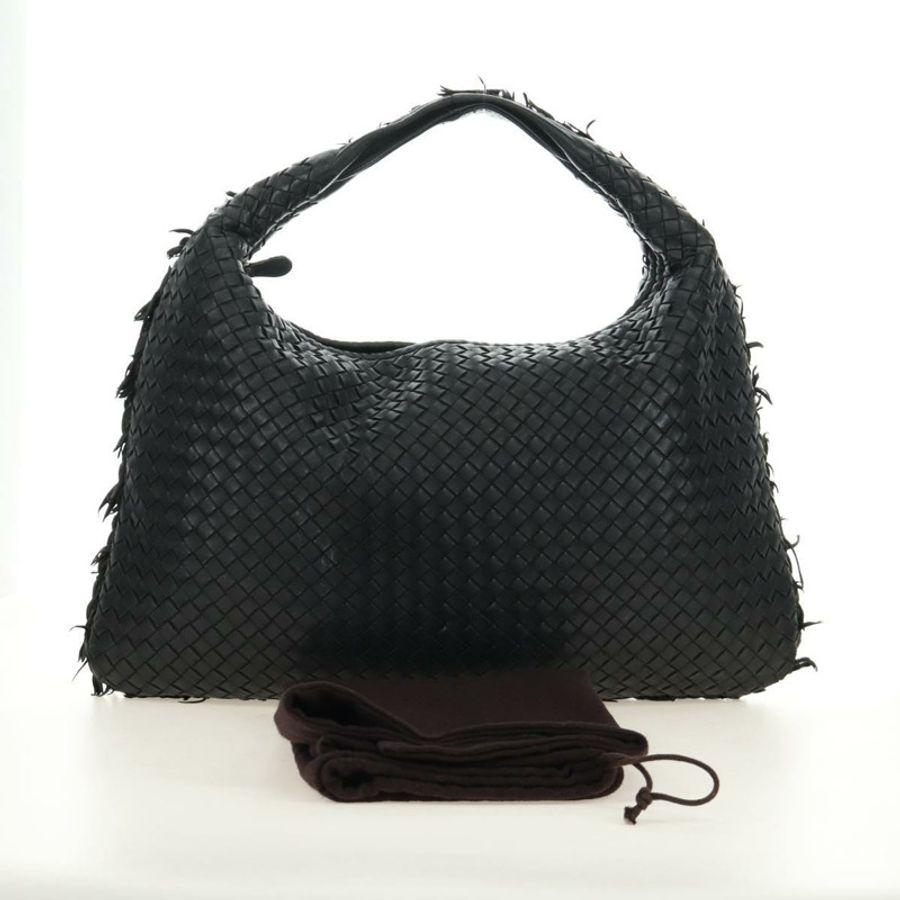 【日本直送】BOTTEGAVENETA INTRECCIATO Hobo Bag 皮革 黑色 金色 115654 Auth 185094SAM-11