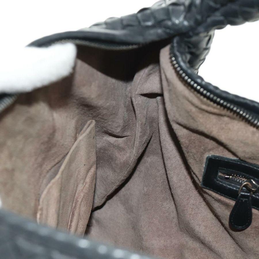 【日本直送】BOTTEGAVENETA INTRECCIATO Hobo Bag 皮革 黑色 金色 115654 Auth 185094SAM-22