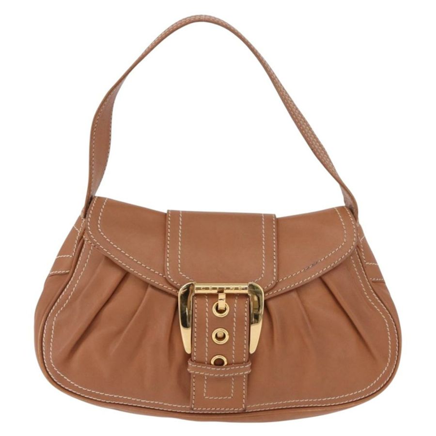 【日本直送】CELINE 棕色金色皮革肩背包，正品編號 185651V-12