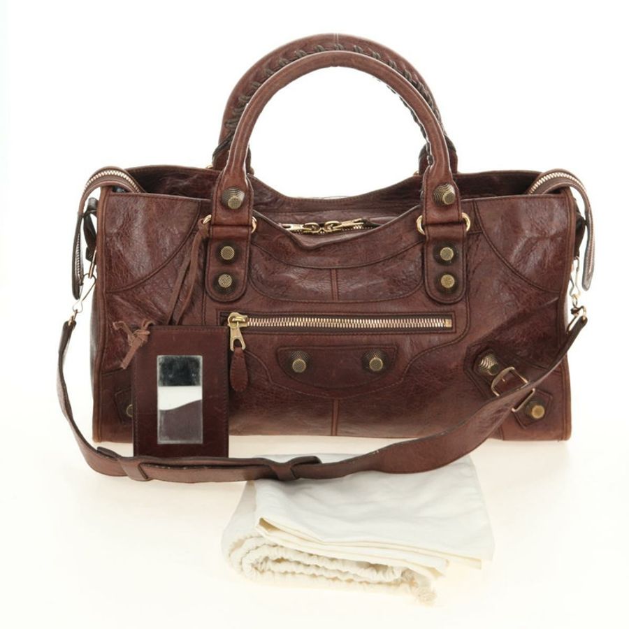 【日本直送】BALENCIAGA The Giant Part-Time Bag 皮革雙肩包 棕色/金色 173082 正品 185300SM-11