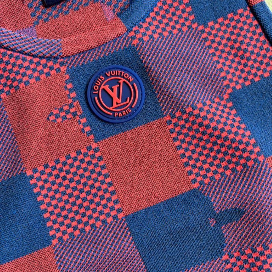 ::Louis Vuitton:: 經典拼色格紋 坦克運動背心 短褲 套裝 Red Monogram Damier Knit Sports Cropped Tank-2