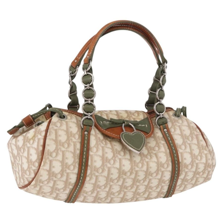 【日本直送】Christian Dior Trotter帆布浪漫手提包 PVC 米色銀色 正品 185730SAV-0