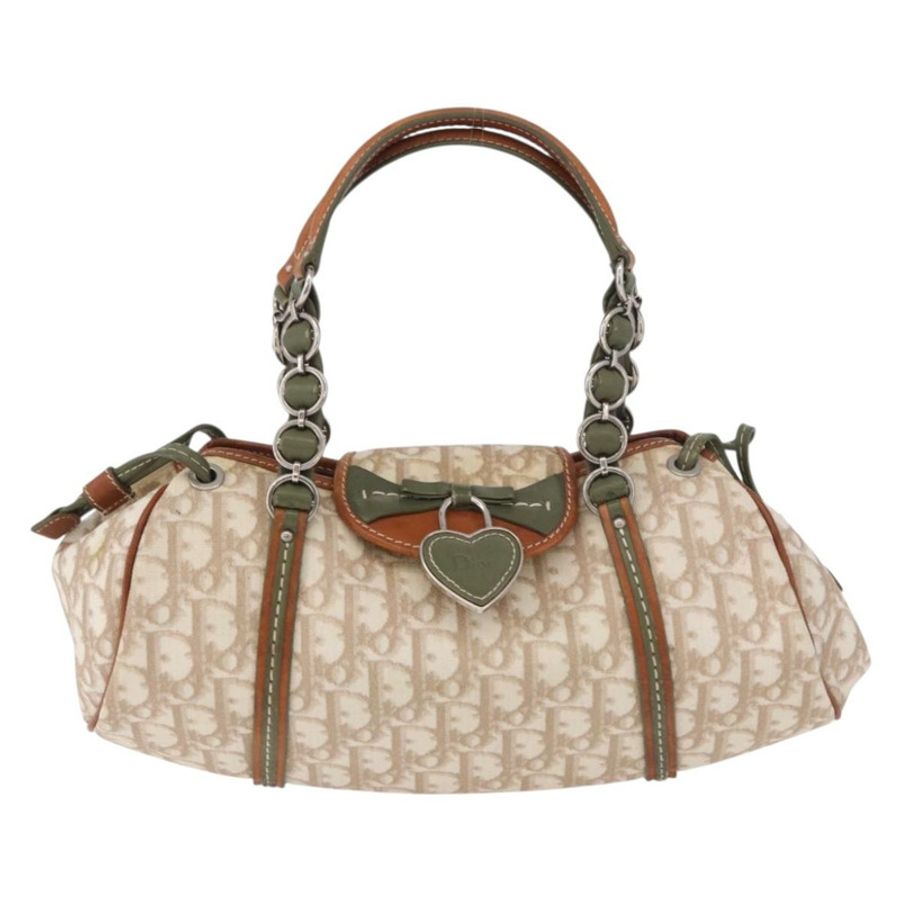 【日本直送】Christian Dior Trotter帆布浪漫手提包 PVC 米色銀色 正品 185730SAV-12