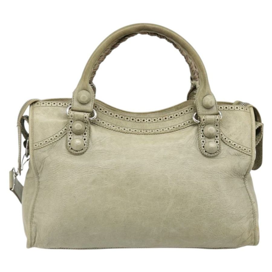 【日本直送】BALENCIAGA Giant City Bag 皮革 2way Gray Silver 204529 Auth yk20579SAV-1