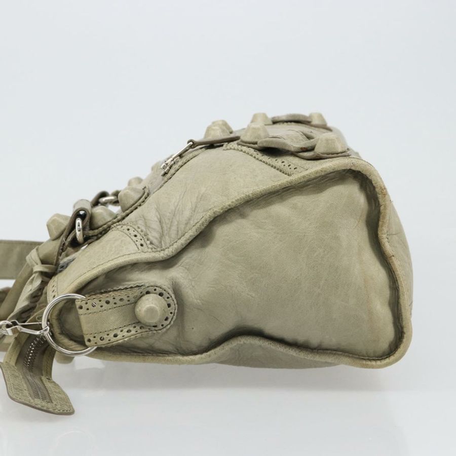 【日本直送】BALENCIAGA Giant City Bag 皮革 2way Gray Silver 204529 Auth yk20579SAV-3