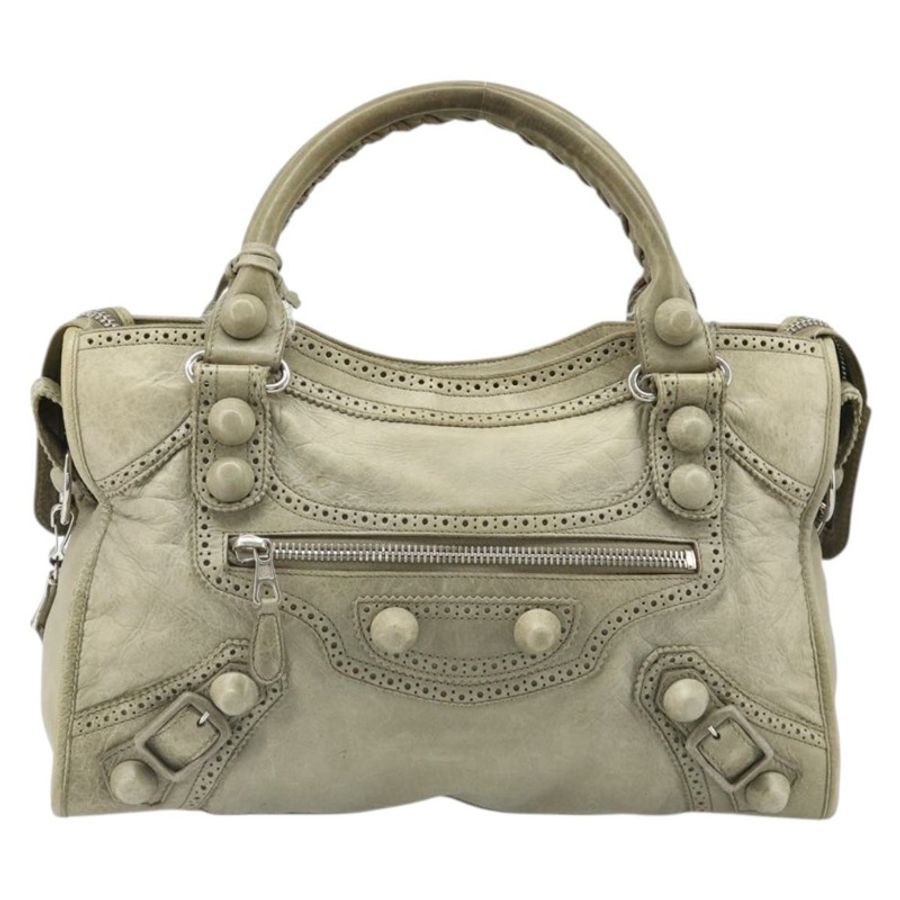 【日本直送】BALENCIAGA Giant City Bag 皮革 2way Gray Silver 204529 Auth yk20579SAV-12