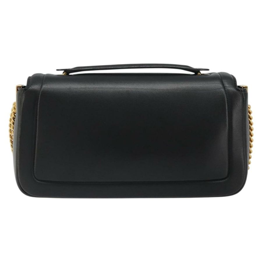 【日本直送】FENDI 法國包鏈條單肩包 皮革 黑色 金色 正品 yk20513SAV-1