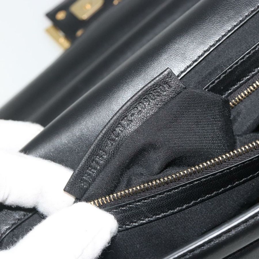 【日本直送】FENDI 法國包鏈條單肩包 皮革 黑色 金色 正品 yk20513SAV-10