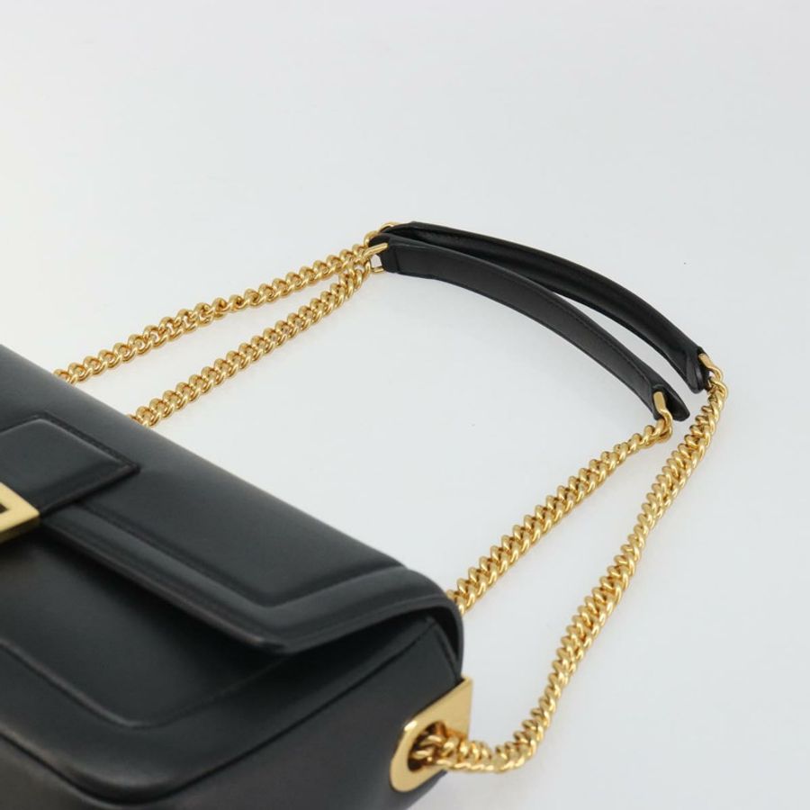 【日本直送】FENDI 法國包鏈條單肩包 皮革 黑色 金色 正品 yk20513SAV-13
