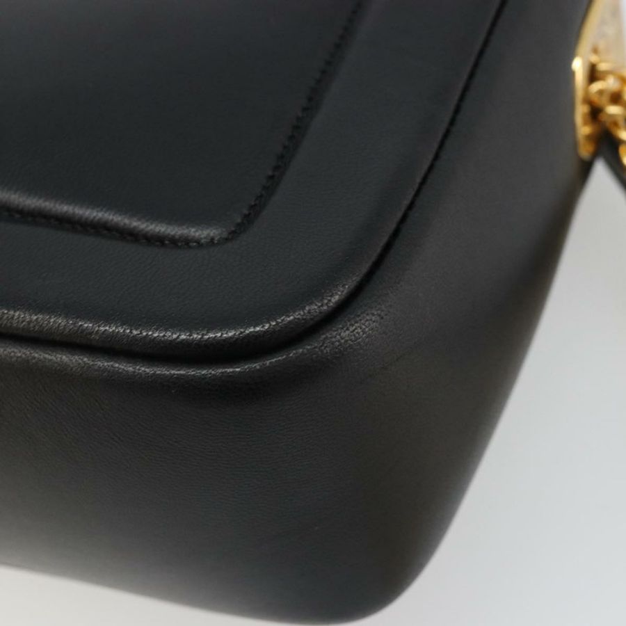 【日本直送】FENDI 法國包鏈條單肩包 皮革 黑色 金色 正品 yk20513SAV-16