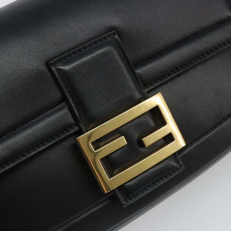 【日本直送】FENDI 法國包鏈條單肩包 皮革 黑色 金色 正品 yk20513SAV-18
