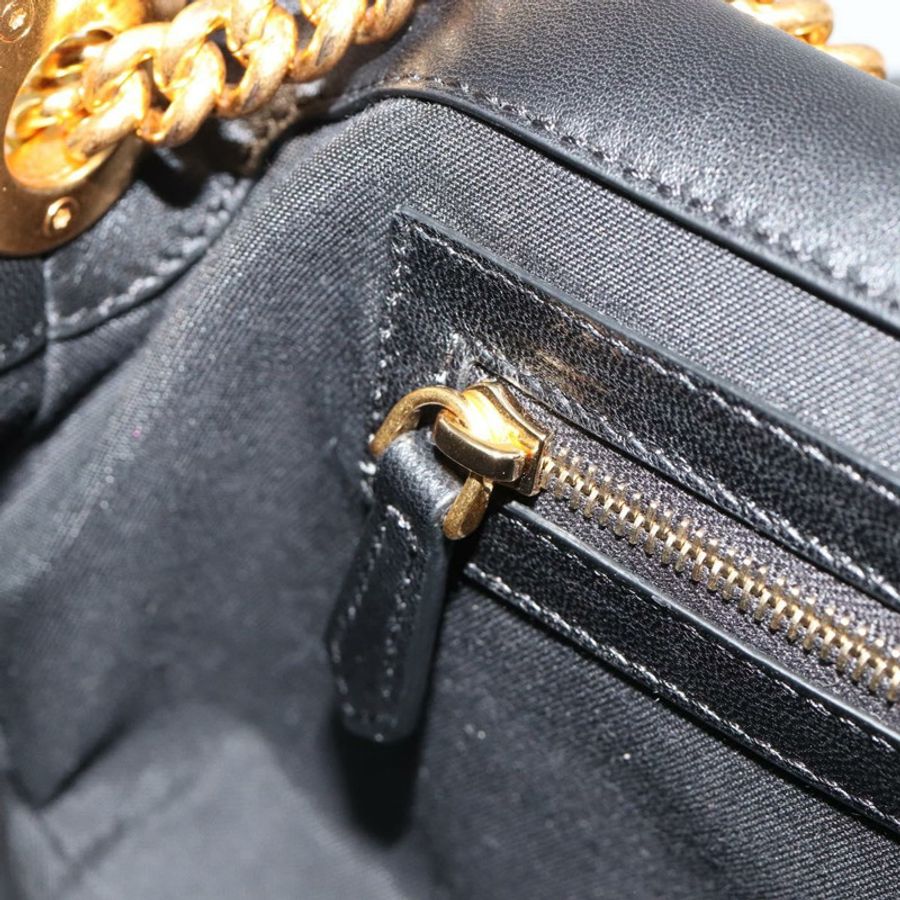 【日本直送】FENDI 法國包鏈條單肩包 皮革 黑色 金色 正品 yk20513SAV-23