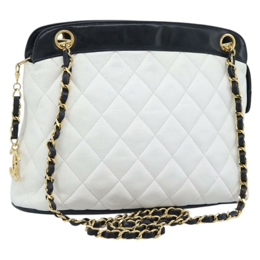 【日本直送】香奈兒 (CHANEL) 絎縫鏈條肩背包 白色 金色 CC 標誌 正品 mr2545V-0