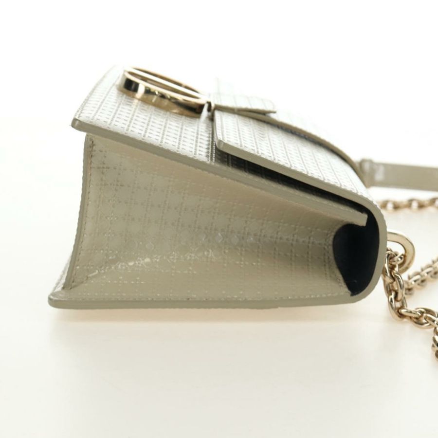 【日本直送】Christian Dior Montaigne 鏈條包 漆皮 米色 金 正品 ar13976V-3