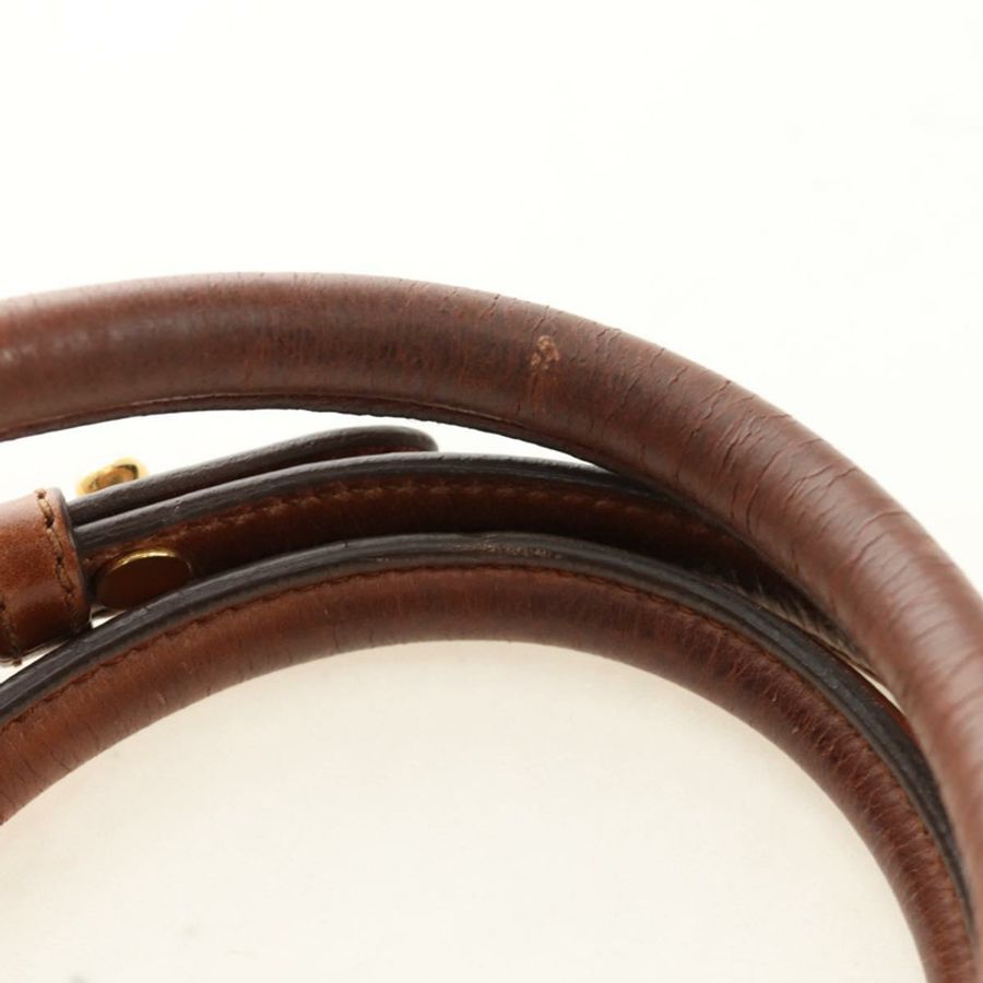 【日本直送】Miu Miu 側邊絲帶手提包 皮革 兩用 棕色 金色 正品 bs35815V-7