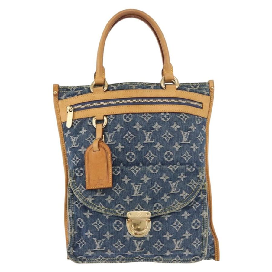 【日本直送】路易威登 Monogram Denim 平底購物手提包 藍色 M95018 LV 正品 190156SAV-1