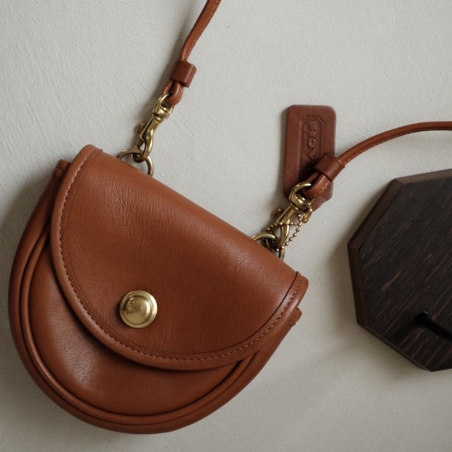 COACH Vintage 1980s 經典絕版美製 焦糖琥珀棕馬鞍斜背包-7
