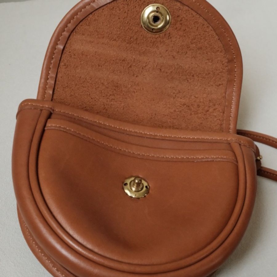 COACH Vintage 1980s 經典絕版美製 焦糖琥珀棕馬鞍斜背包-8