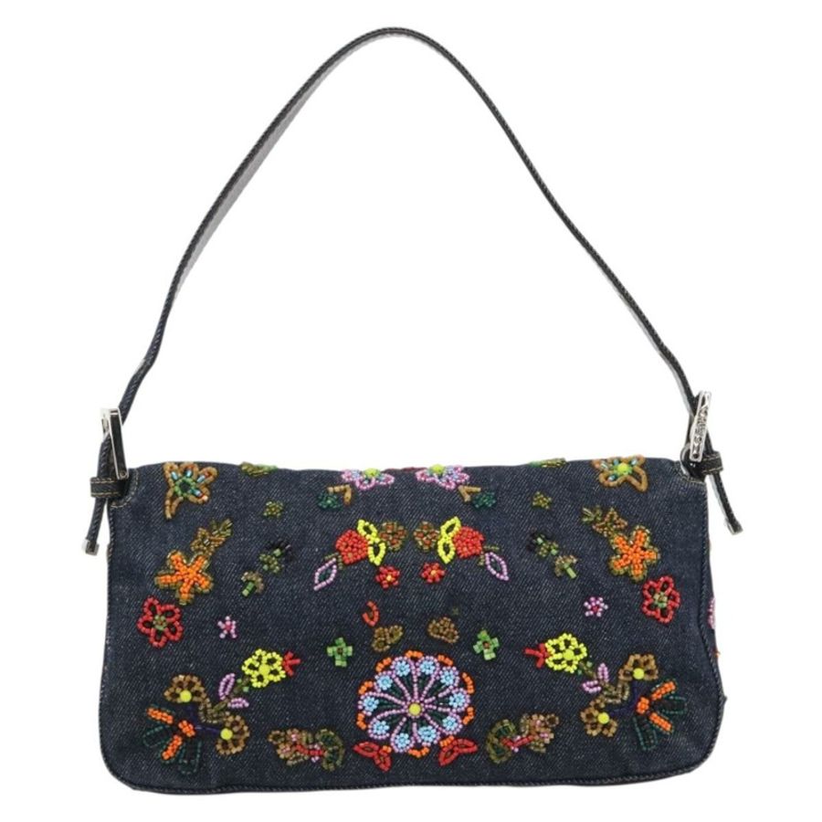 【日本直送】FENDI 牛仔布串珠 Mamma Baguette 單肩包 多色 藍色 正品 yk20706SAM-2