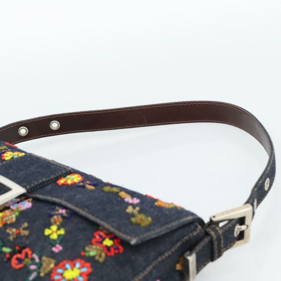 【日本直送】FENDI 牛仔布串珠 Mamma Baguette 單肩包 多色 藍色 正品 yk20706SAM-7