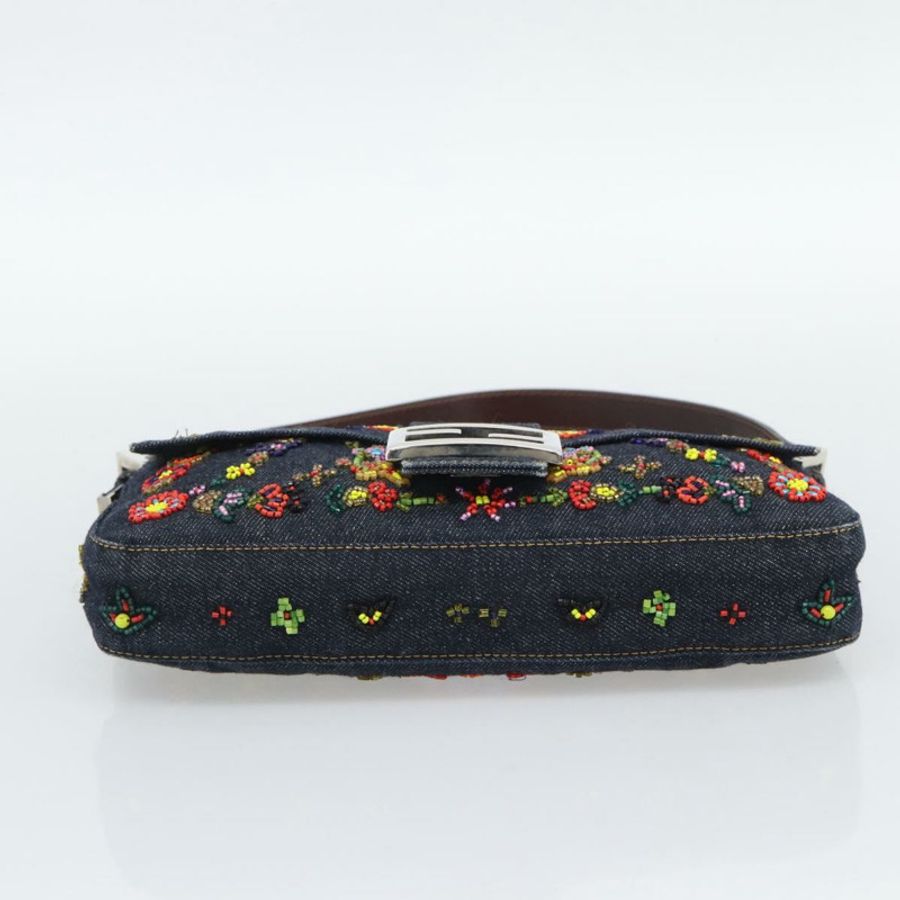 【日本直送】FENDI 牛仔布串珠 Mamma Baguette 單肩包 多色 藍色 正品 yk20706SAM-8