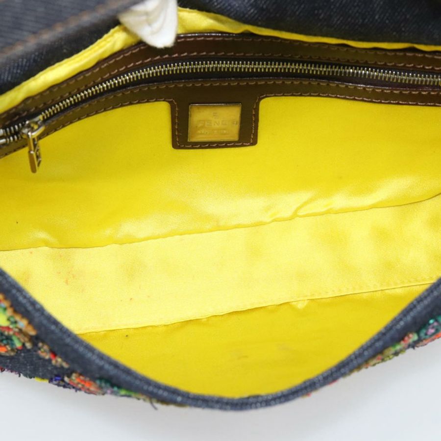 【日本直送】FENDI 牛仔布串珠 Mamma Baguette 單肩包 多色 藍色 正品 yk20706SAM-17