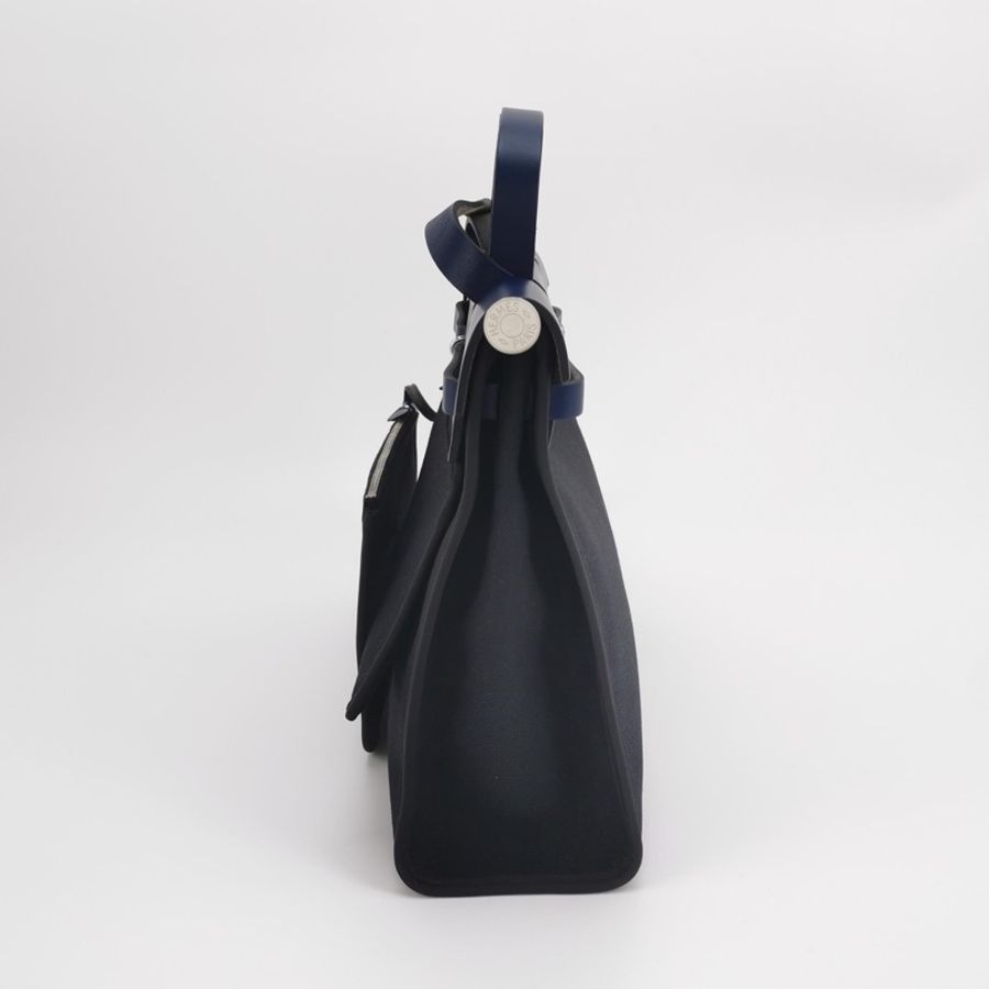 Hermes愛馬仕herbag31 和深藍色拼黑色銀扣-3