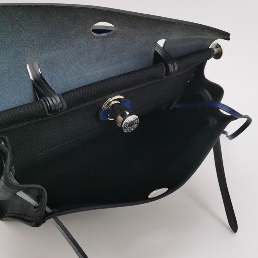 Hermes愛馬仕herbag31 和深藍色拼黑色銀扣-5