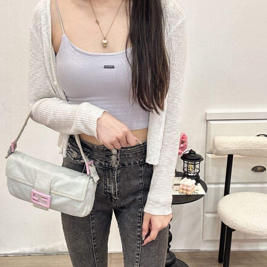 【赫蒂國際精品】 Fendi Baguette 淡灰色布面肩背包 vintage-2