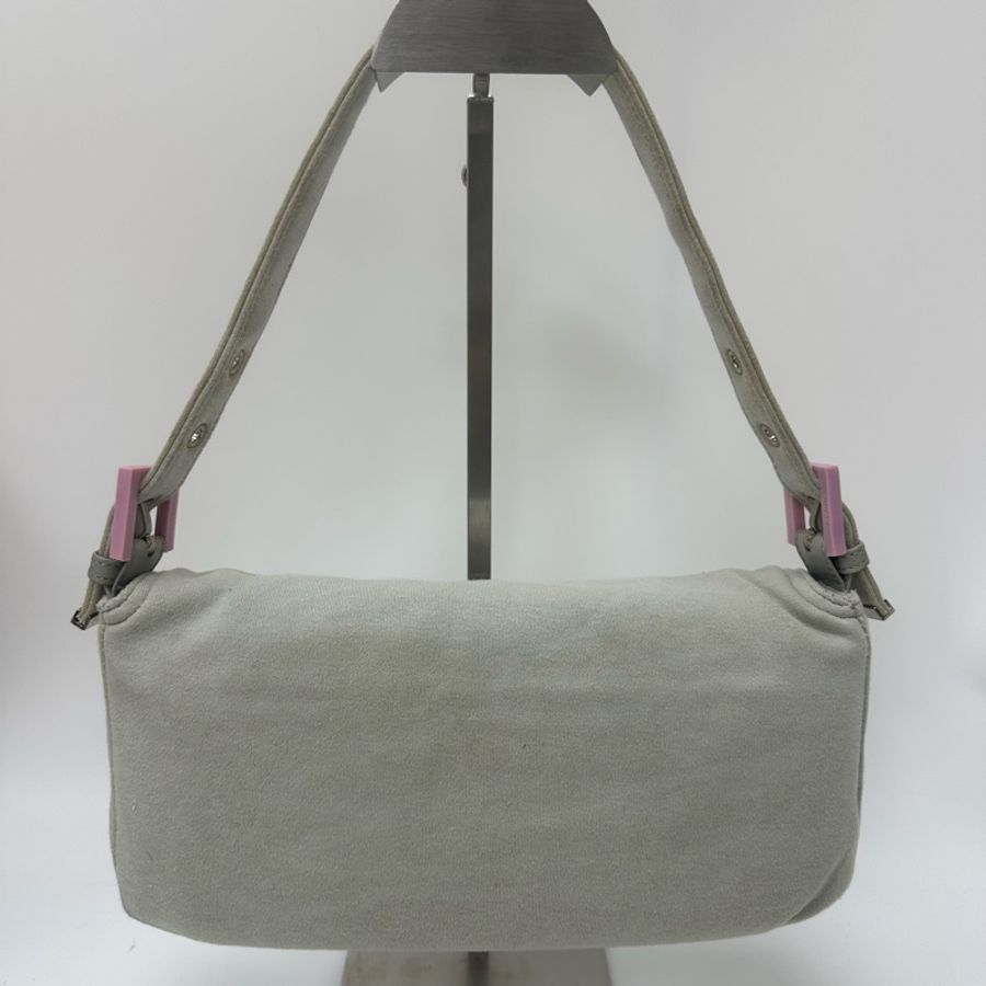 【赫蒂國際精品】 Fendi Baguette 淡灰色布面肩背包 vintage-5