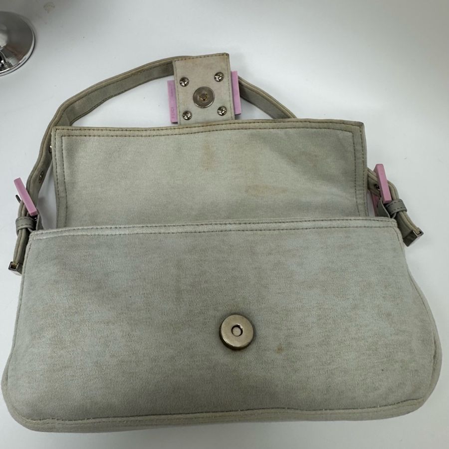 【赫蒂國際精品】 Fendi Baguette 淡灰色布面肩背包 vintage-14