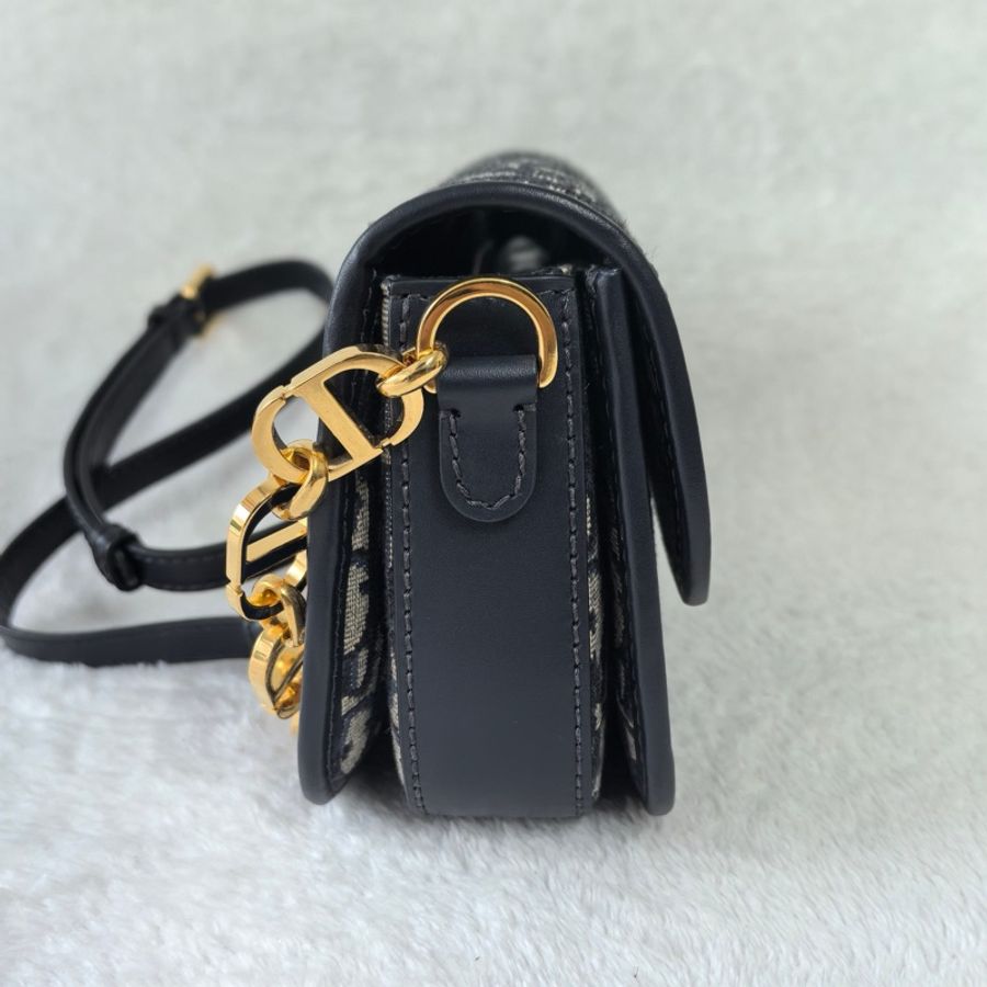 迪奧/Dior 30 Montaigne Avenue 中號 老花 藍色 Oblique 印花 斜背包-3