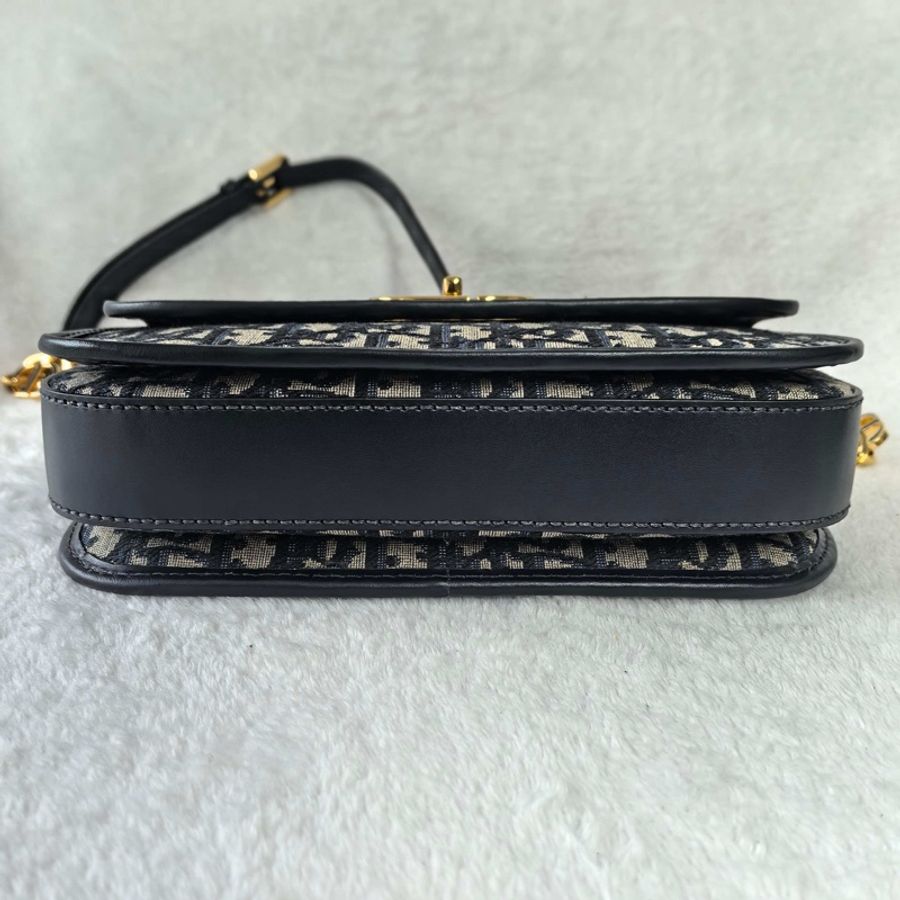 迪奧/Dior 30 Montaigne Avenue 中號 老花 藍色 Oblique 印花 斜背包-4