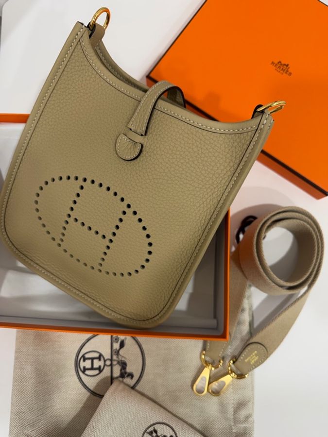 全新Hermes mini evelyne 16/ 二代 /風衣灰-1