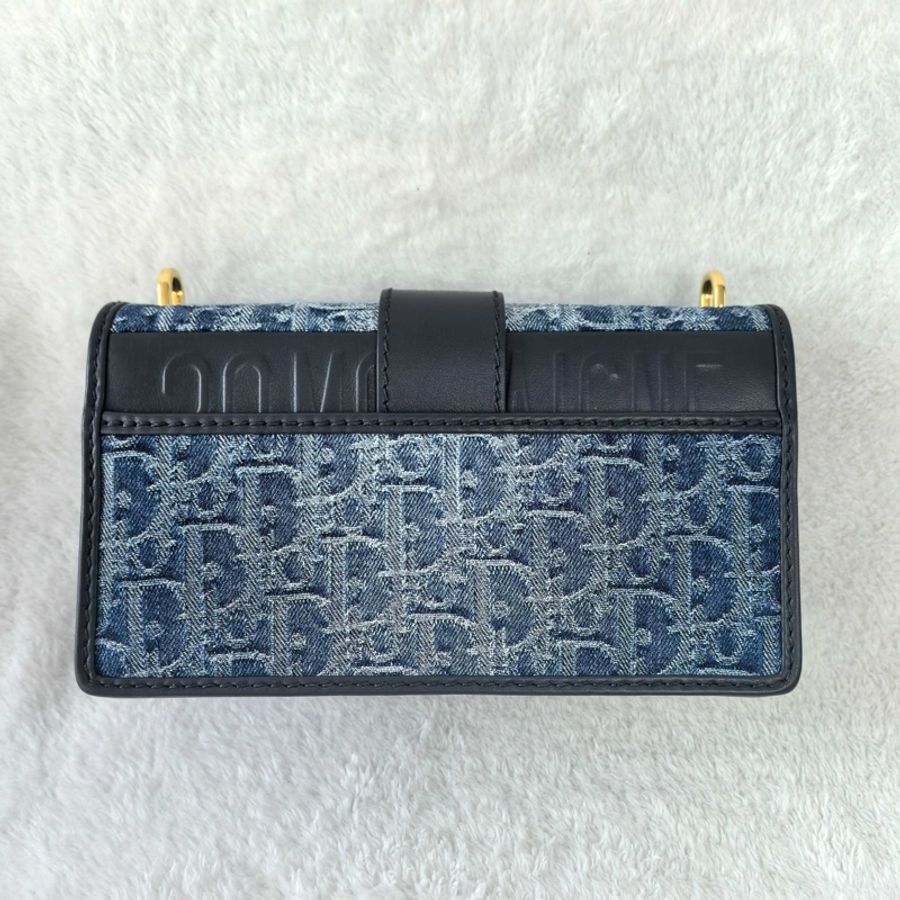 迪奧/Dior 30 Montaigne East-West 鏈條手袋斜背包 藍色金扣-2