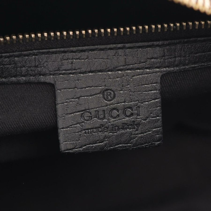 GUCCI 馬銜扣 GG 帆布單肩手提包 131092 帆布皮革 黑色 紅色 二手-3