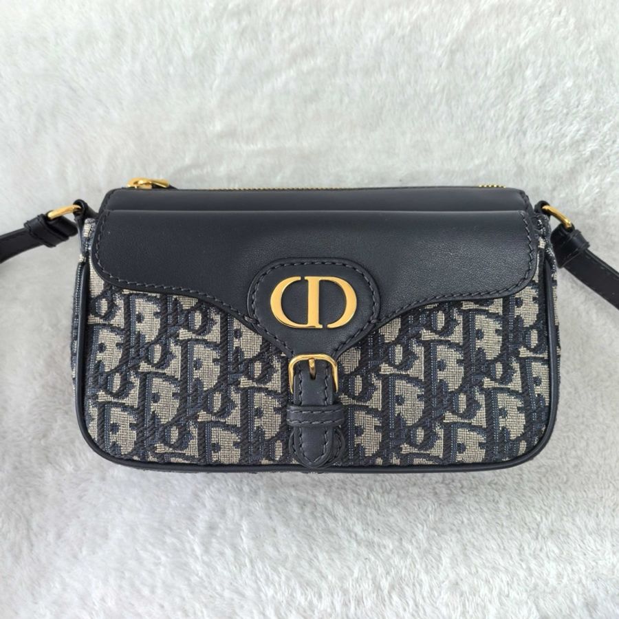 迪奧/Dior 小號 30 Montaigne Pocket 手袋郵差包 斜背包 藍色 Oblique 印花面料拼光滑牛皮革-1