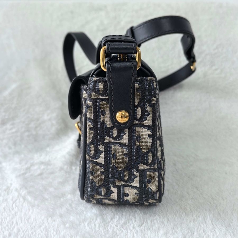 迪奧/Dior 小號 30 Montaigne Pocket 手袋郵差包 斜背包 藍色 Oblique 印花面料拼光滑牛皮革-3