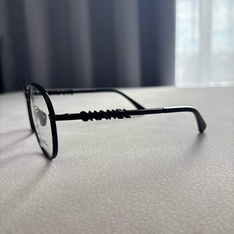 Chanel 香奈兒金屬飛官光學眼鏡 黑框黑字母2214-1