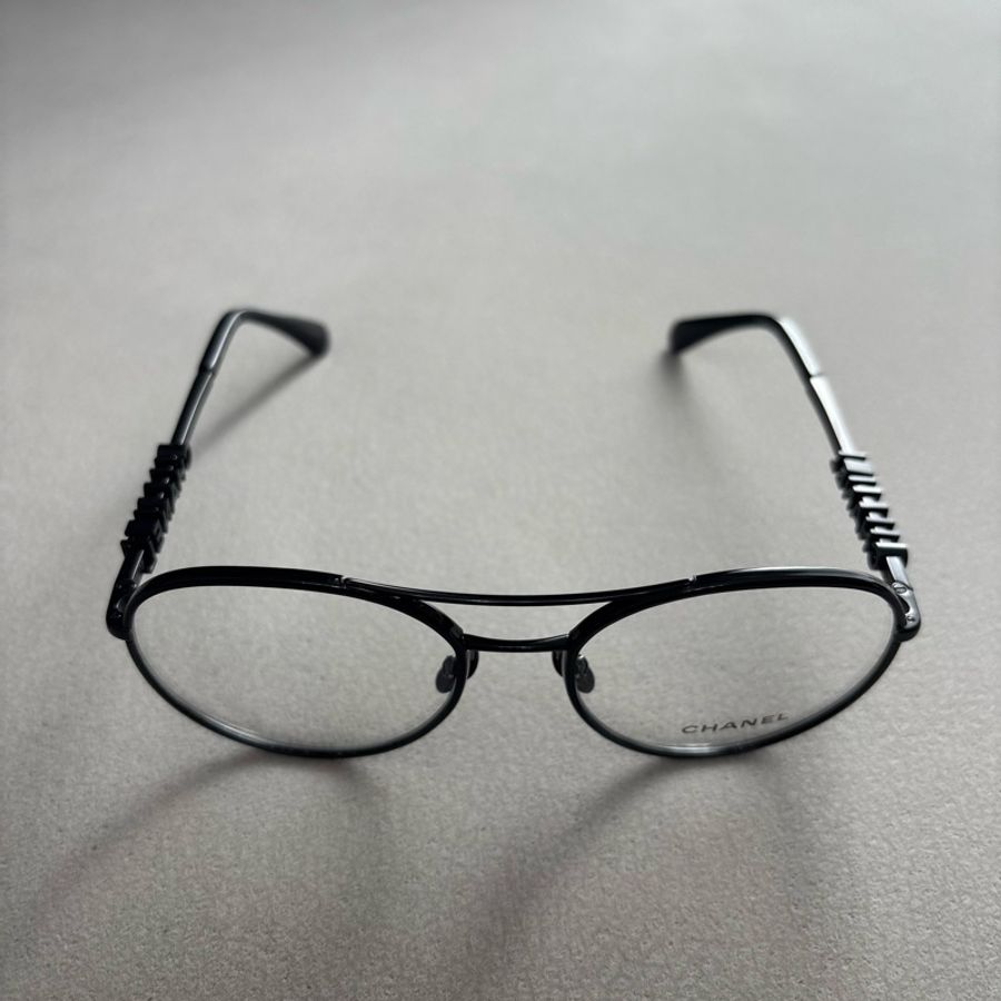 Chanel 香奈兒金屬飛官光學眼鏡 黑框黑字母2214-3
