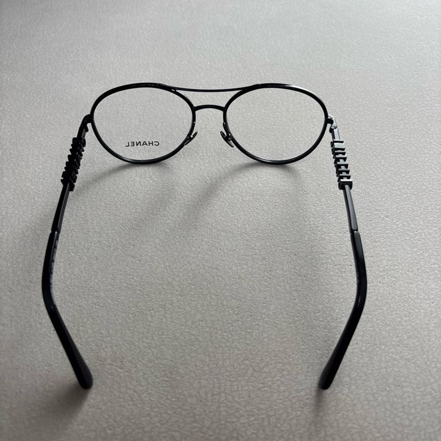 Chanel 香奈兒金屬飛官光學眼鏡 黑框黑字母2214-4