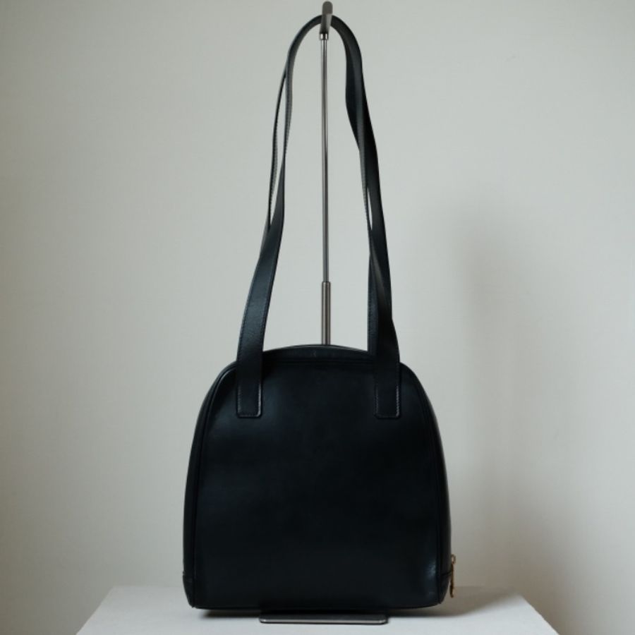 CELINE Vintage 1980s  絕版稀有 墨藍box小牛皮 鍍金星球包-2